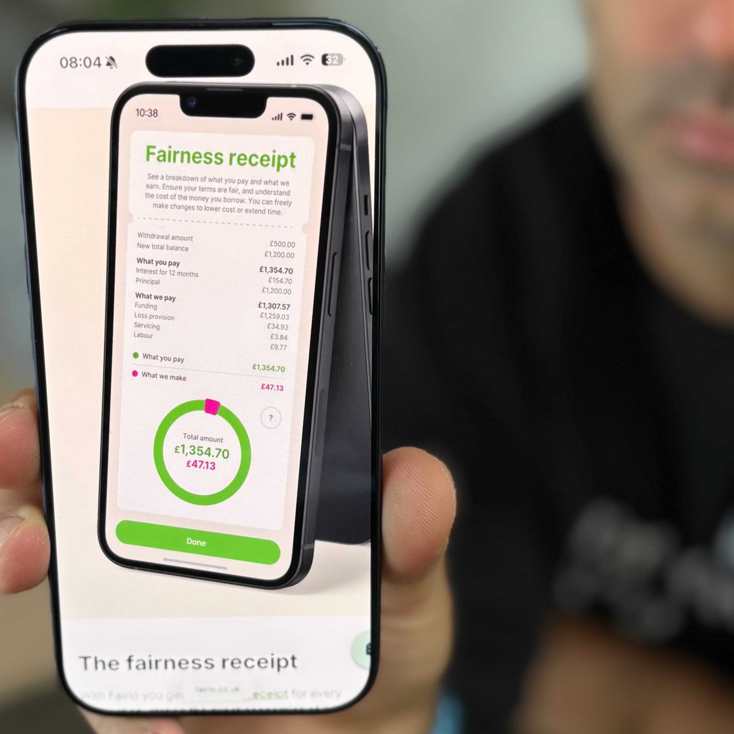The moment you make a borrow from Fairlo, before a single repayment, you receive a receipt that shows you exactly what you'll pay, what it'll cost us broken down, and what we plan to make from you over the full life of that credit.